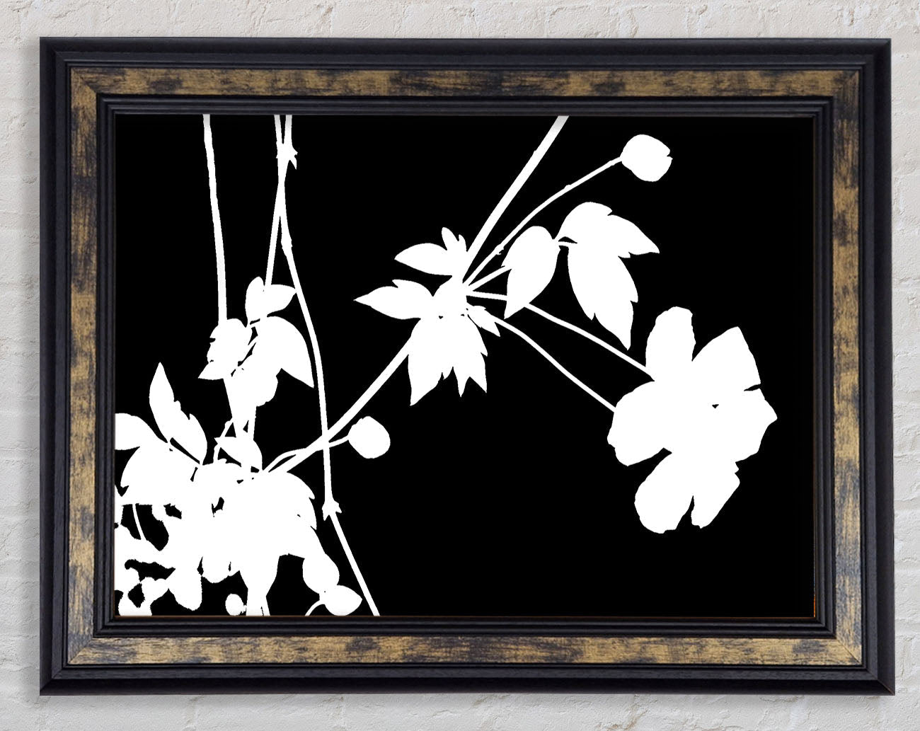 Garden Delight White On Black Framed Print