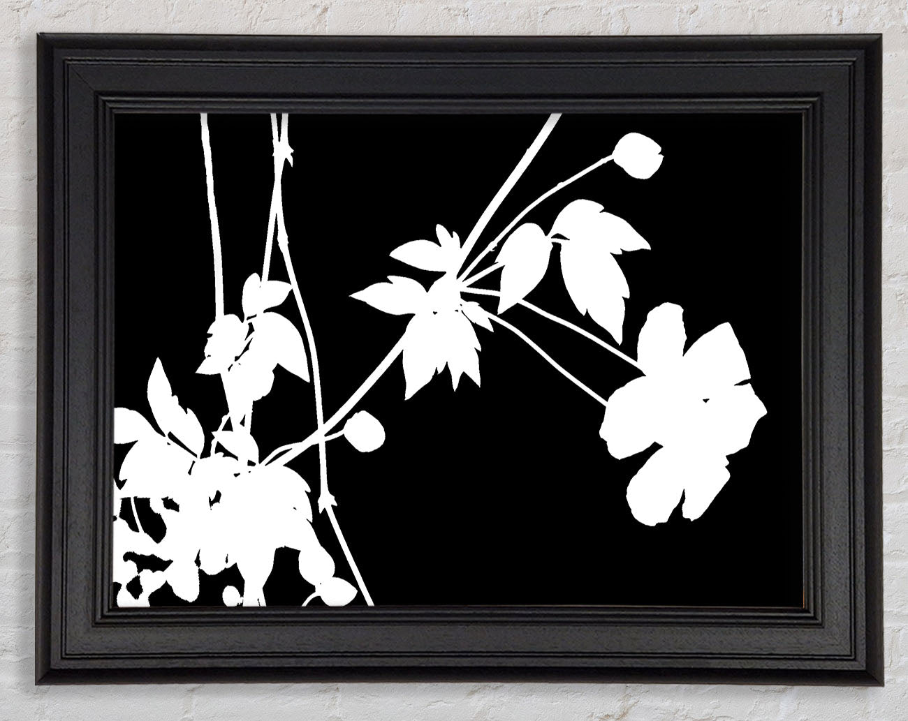Garden Delight White On Black Framed Print