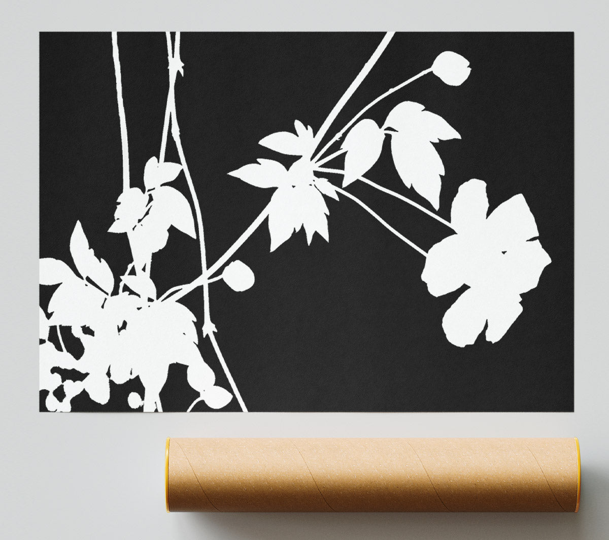 Garden Delight White On Black Print