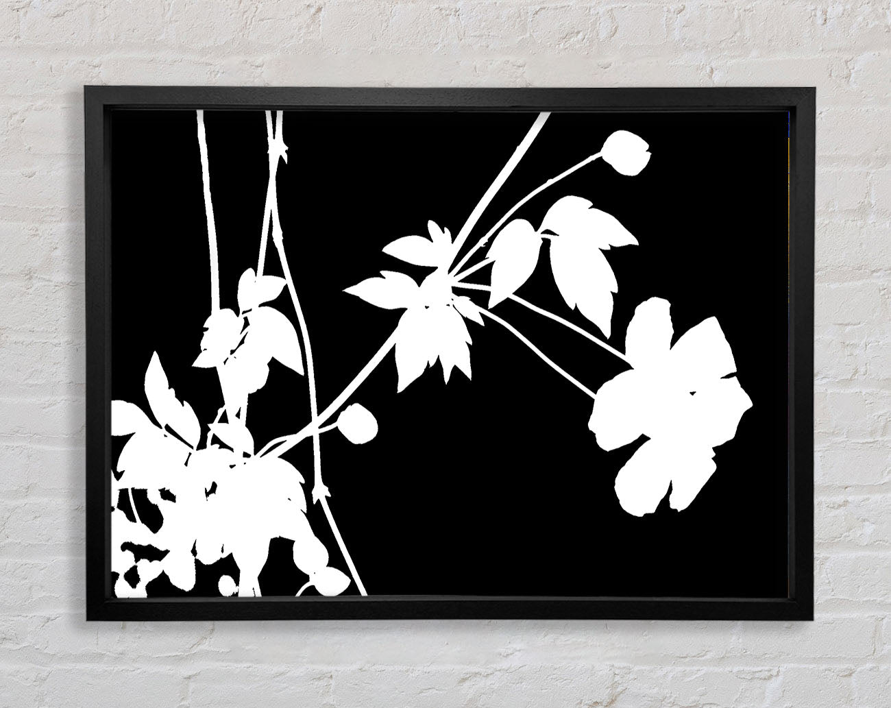 Garden Delight White On Black Framed Print