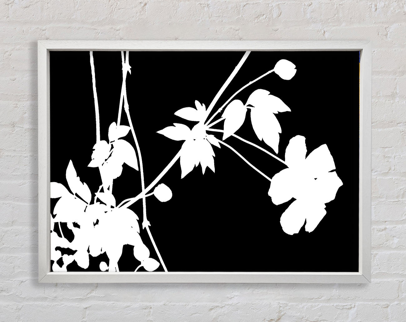 Garden Delight White On Black Framed Print