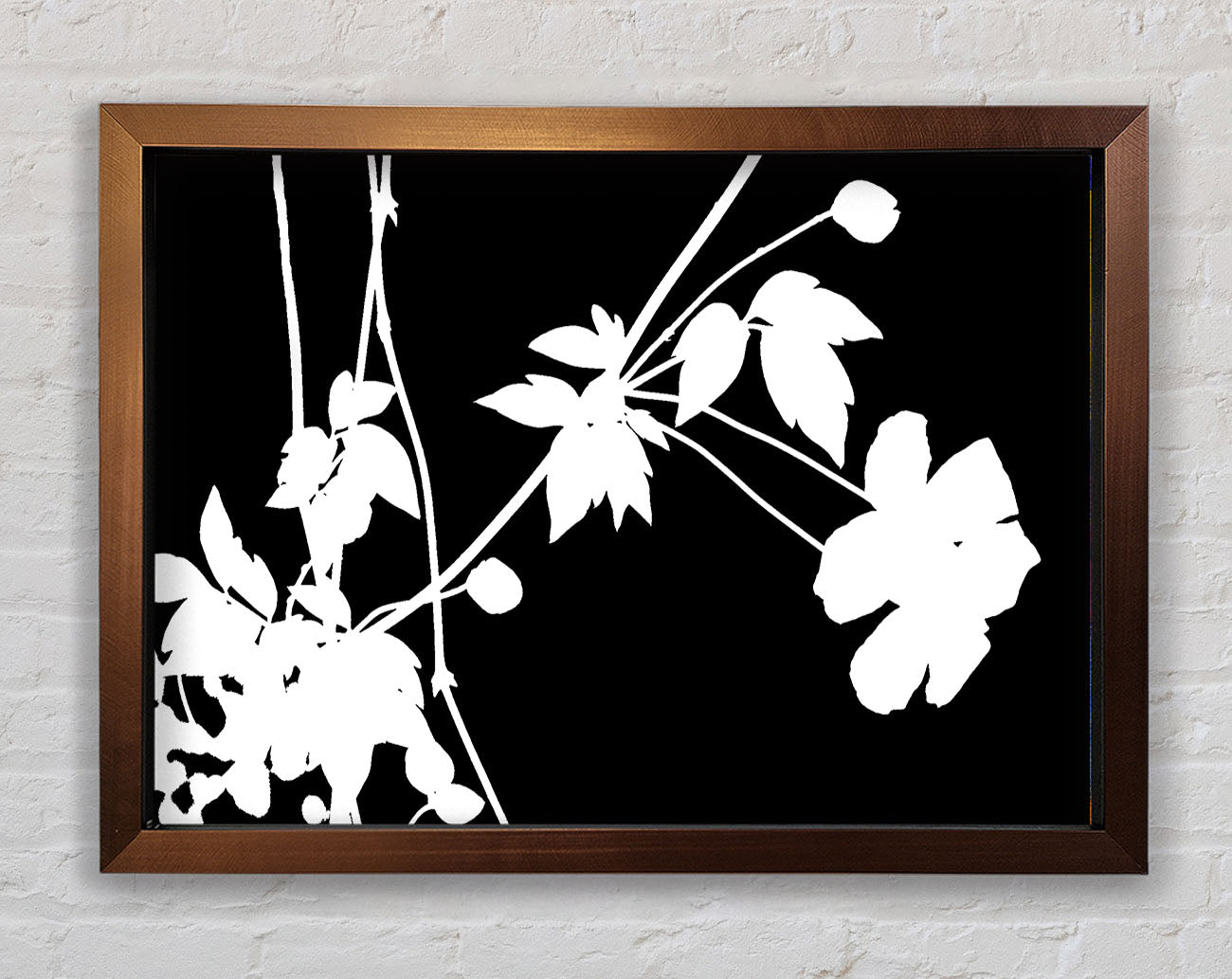 Garden Delight White On Black Framed Print