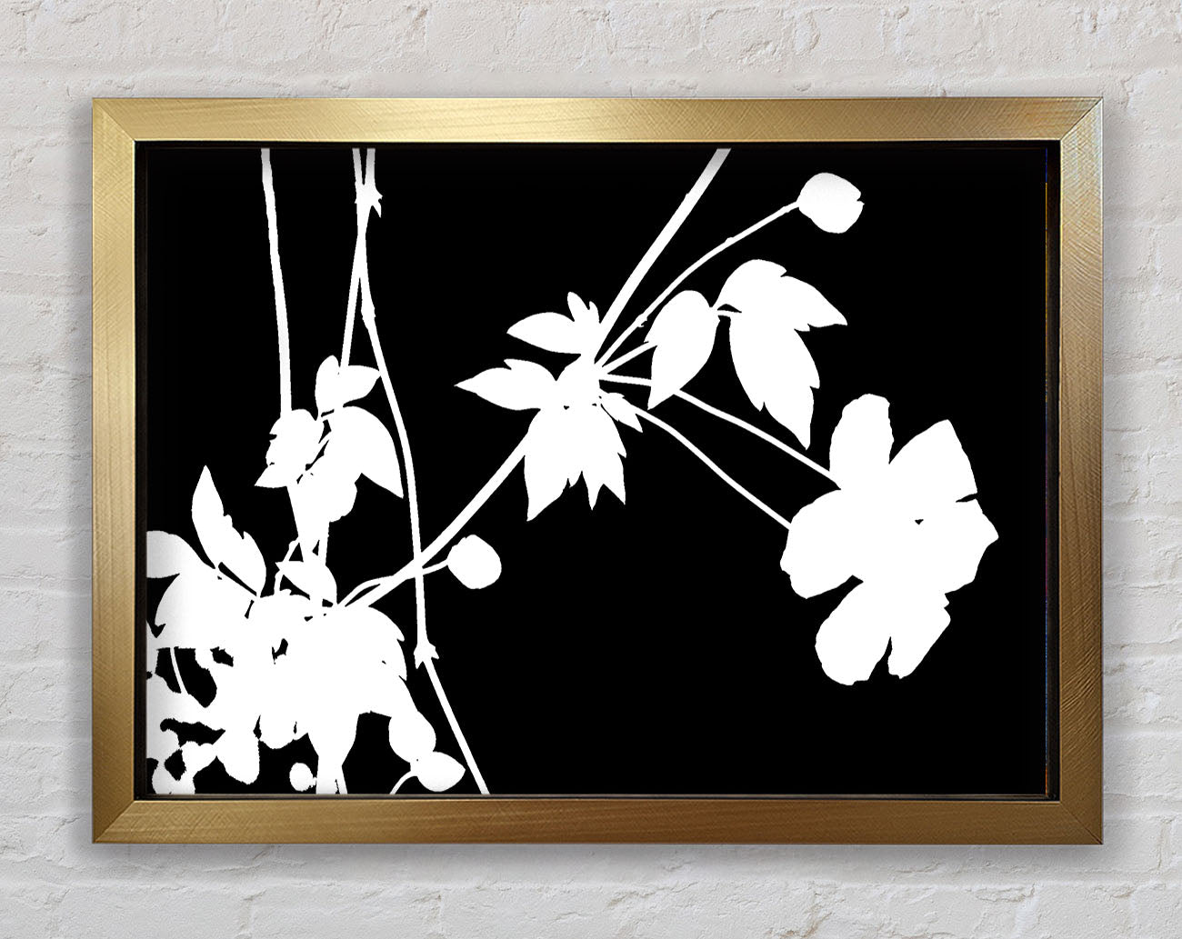 Garden Delight White On Black Framed Print