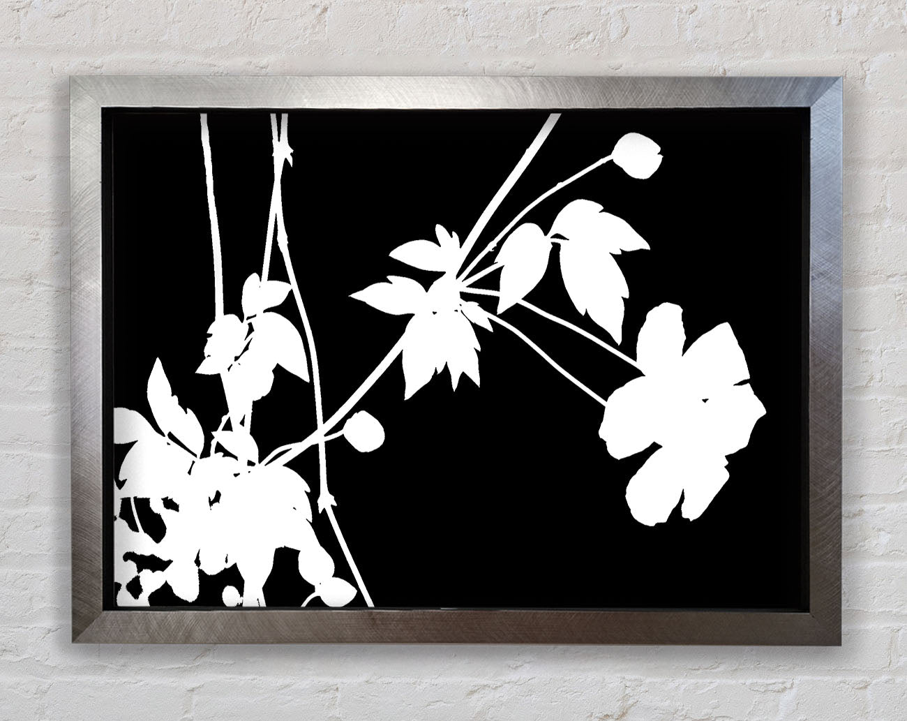 Garden Delight White On Black Framed Print
