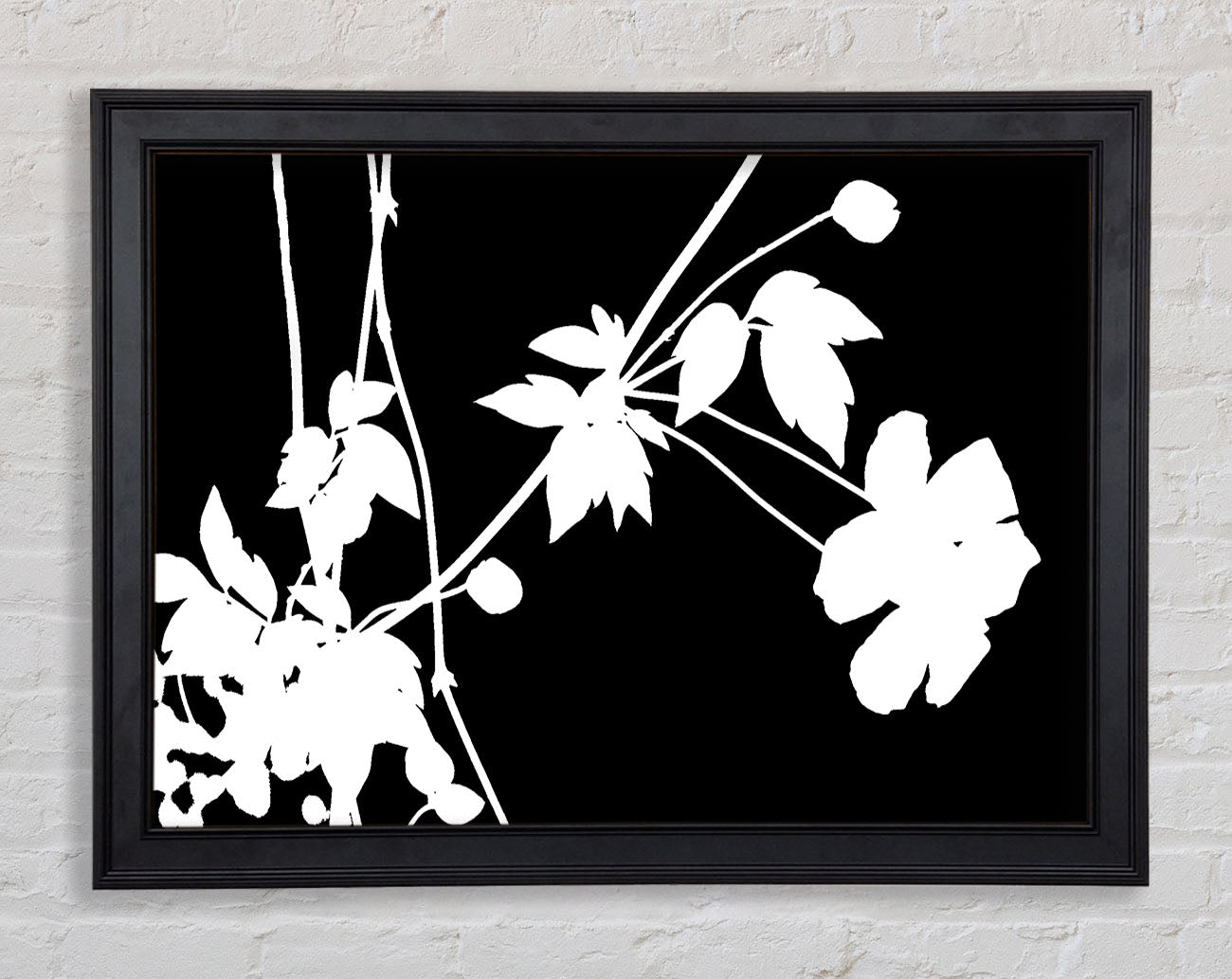 Garden Delight White On Black Framed Print