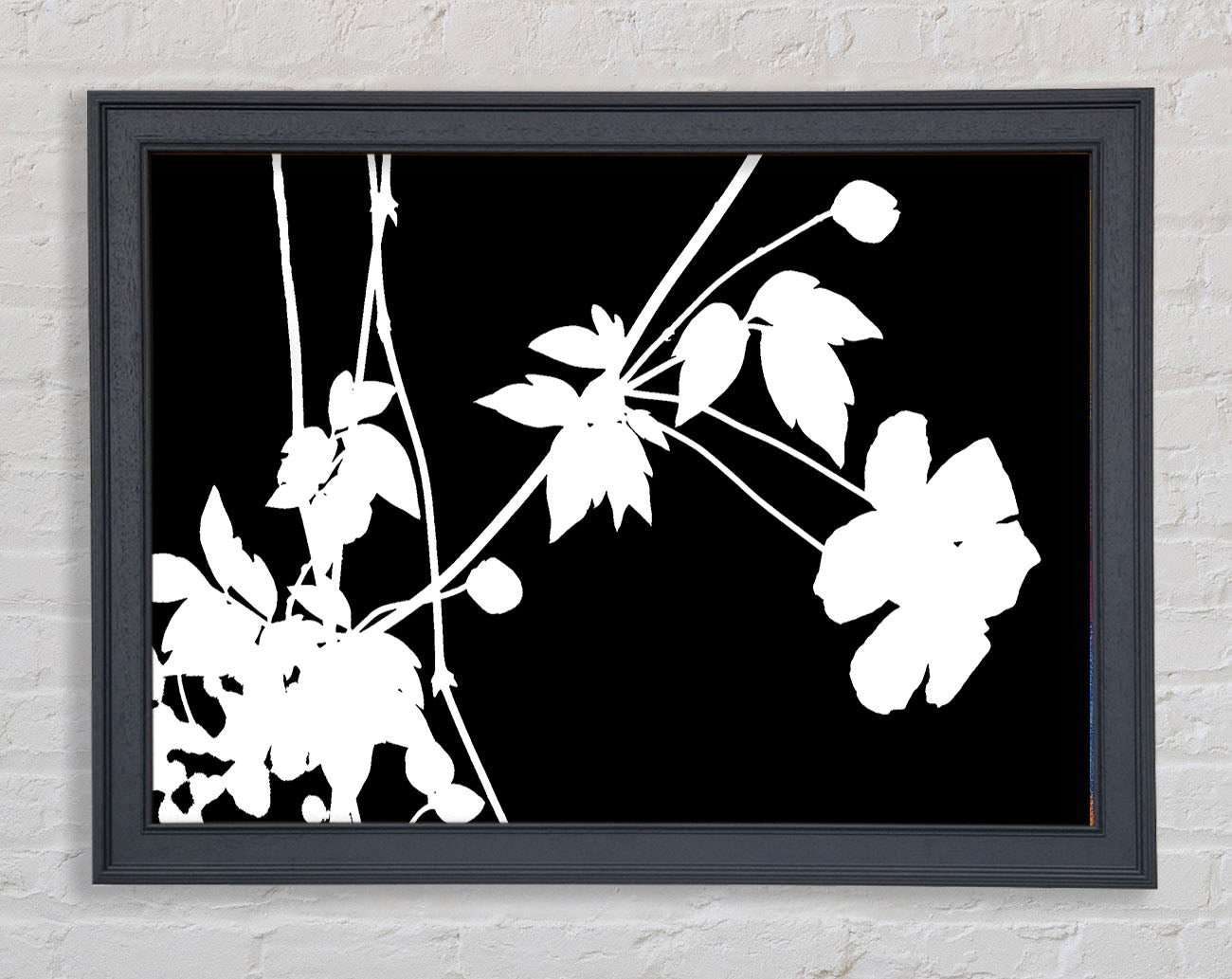 Garden Delight White On Black Framed Print