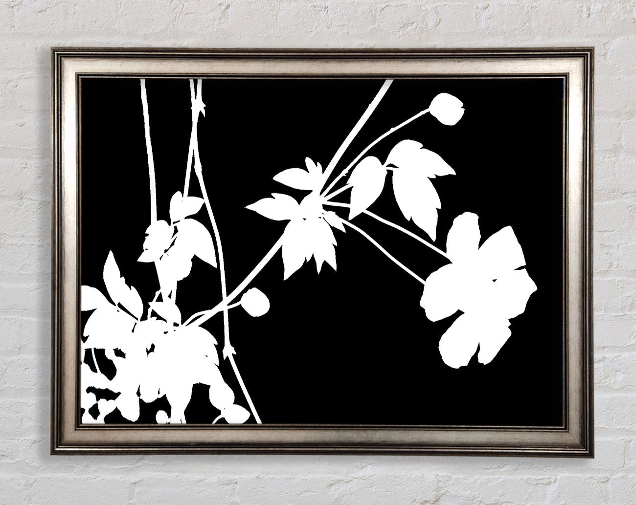 Garden Delight White On Black Framed Print