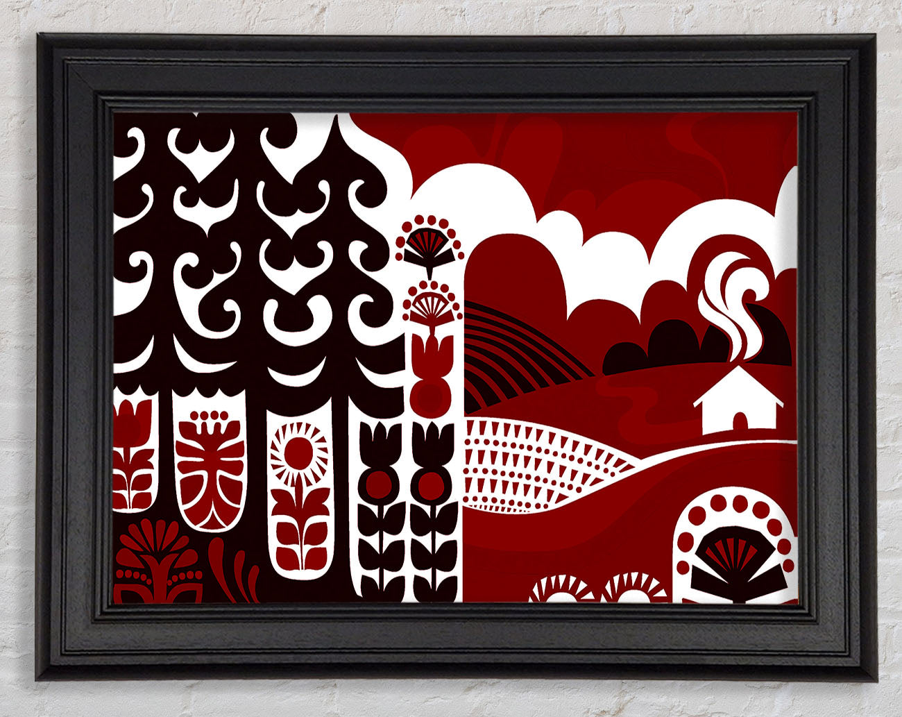 Abstract Hills Maroon Framed Print
