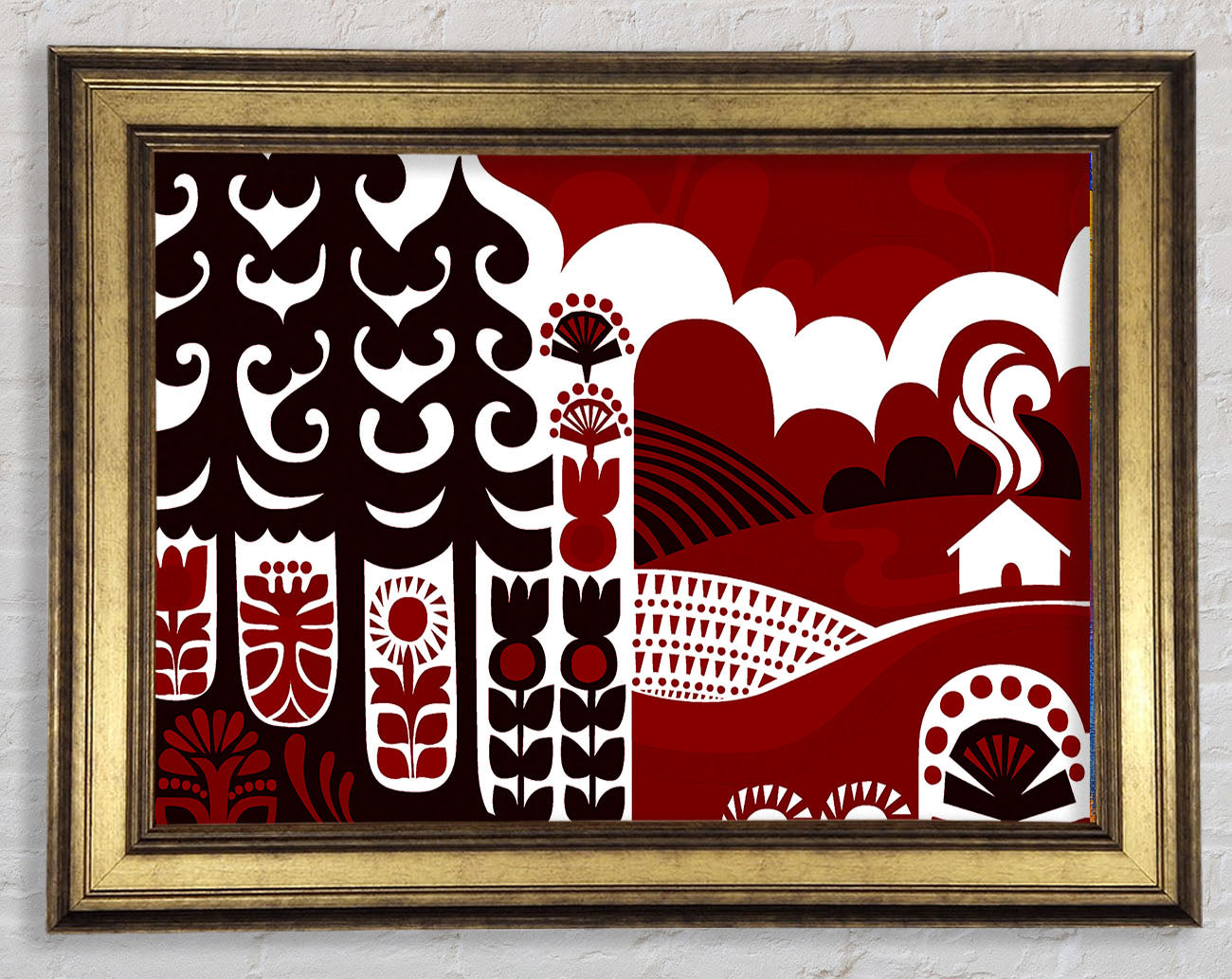Abstract Hills Maroon Framed Print