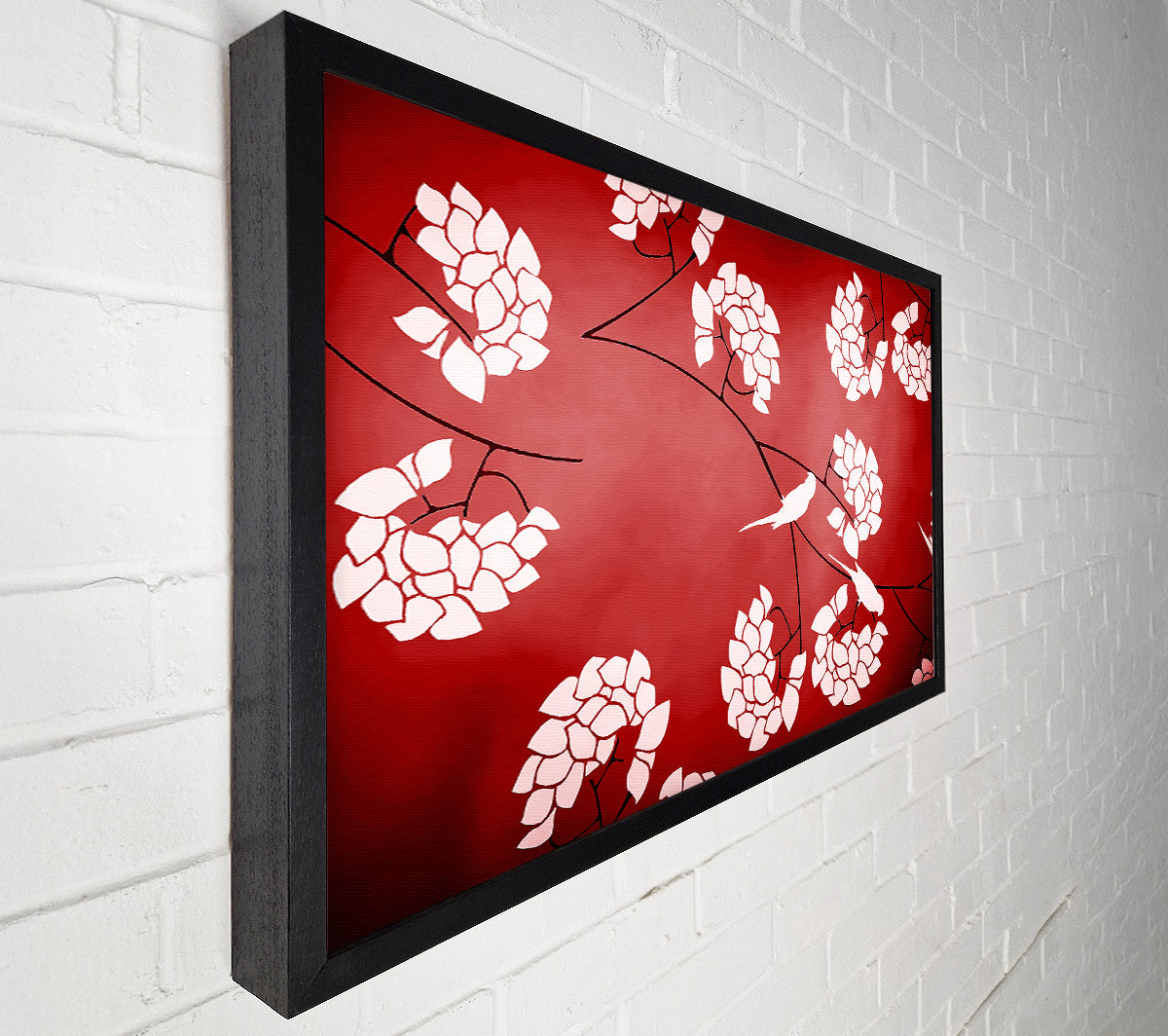 Red Feather Branches Canvas Wall Art