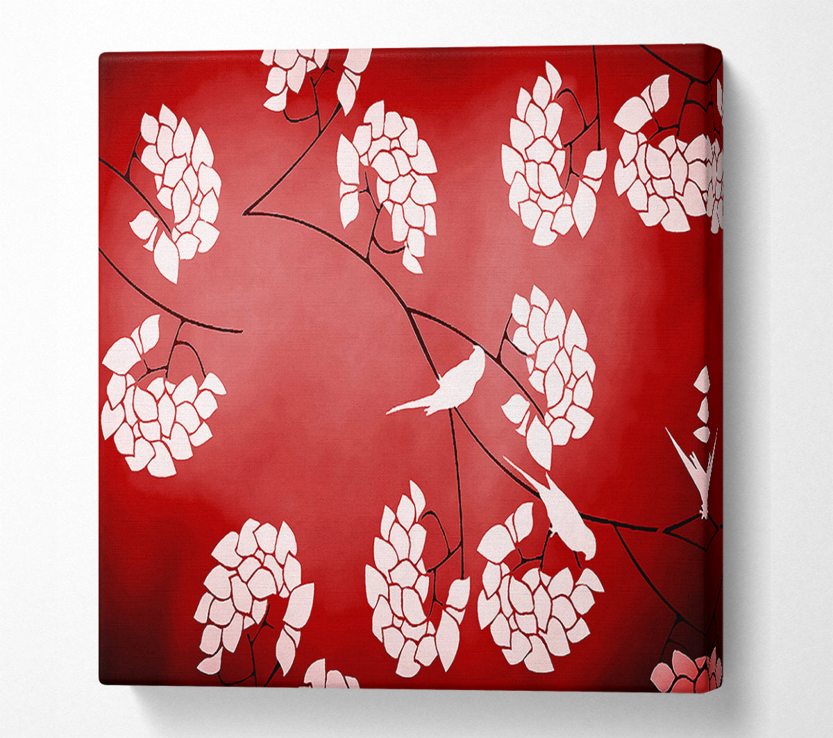 Red Feather Branches Canvas Wall Art