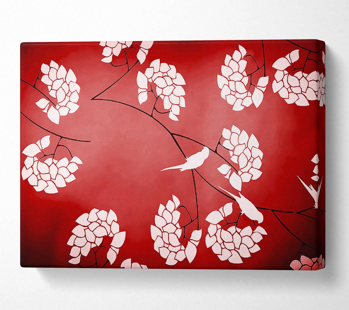 Red Feather Branches Canvas Wall Art