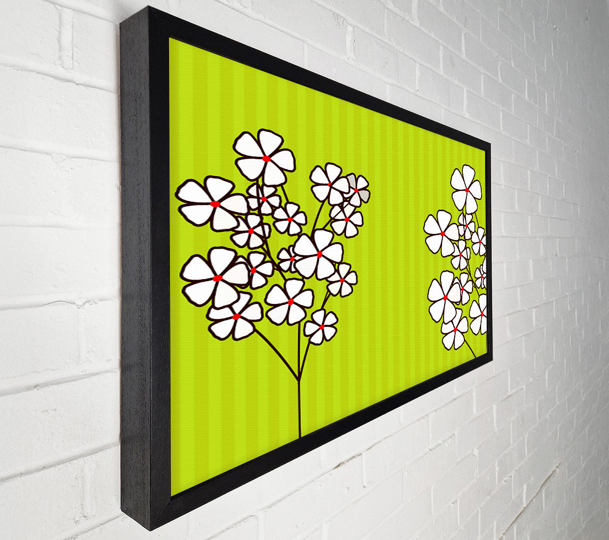 Poppies On Lime Green Canvas Wall Art