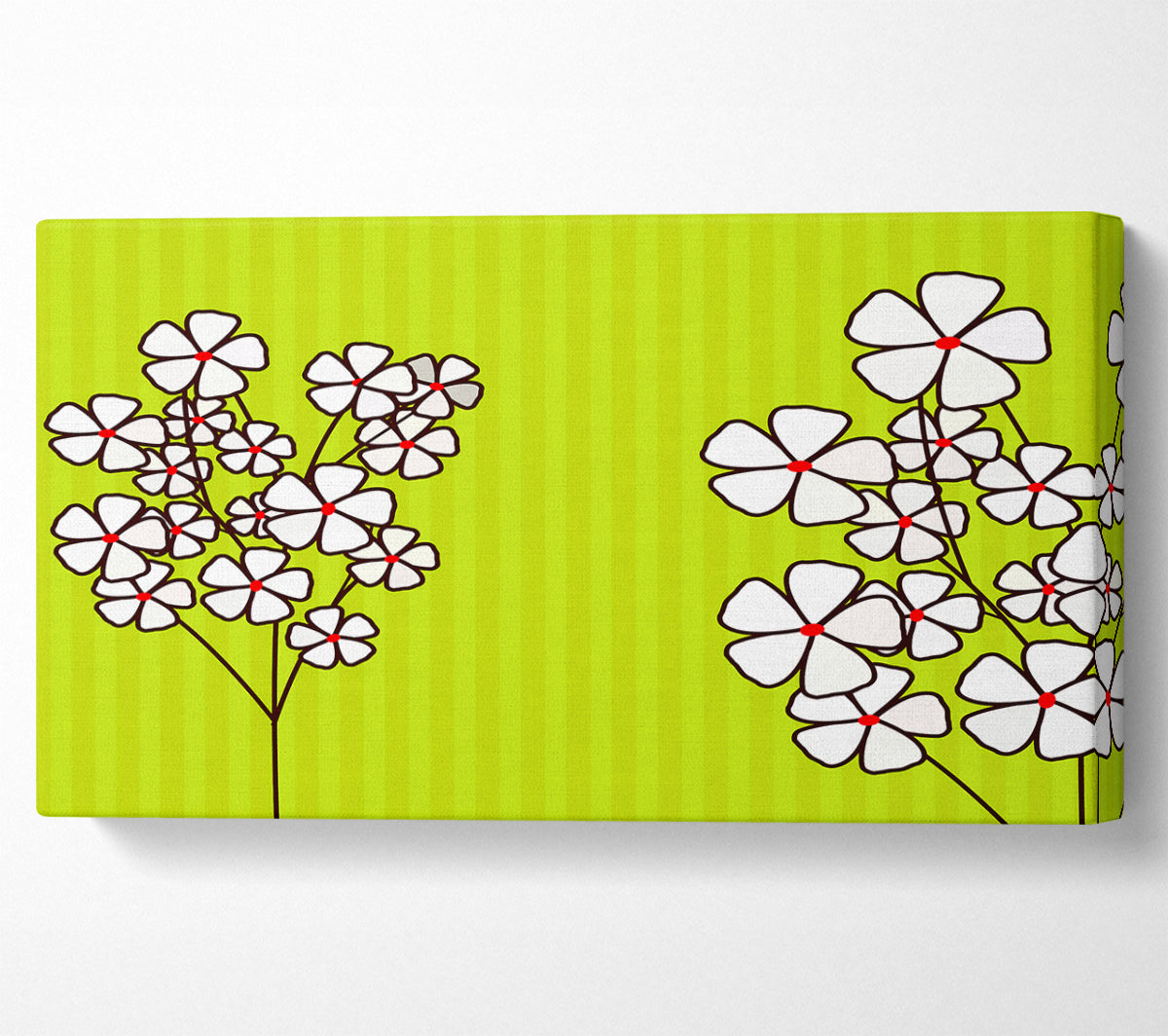 Poppies On Lime Green Canvas Wall Art