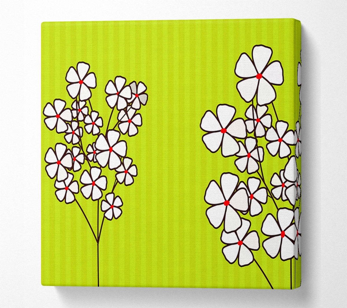 Poppies On Lime Green Canvas Wall Art