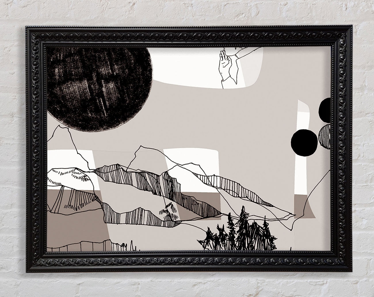 Abstract Mountain Beige Framed Print