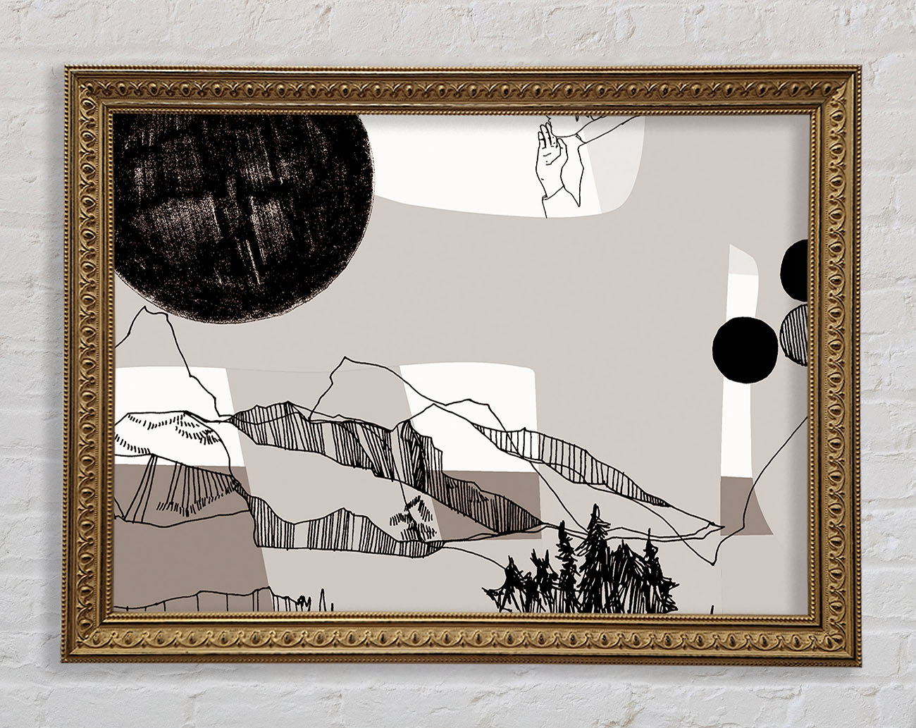 Abstract Mountain Beige Framed Print