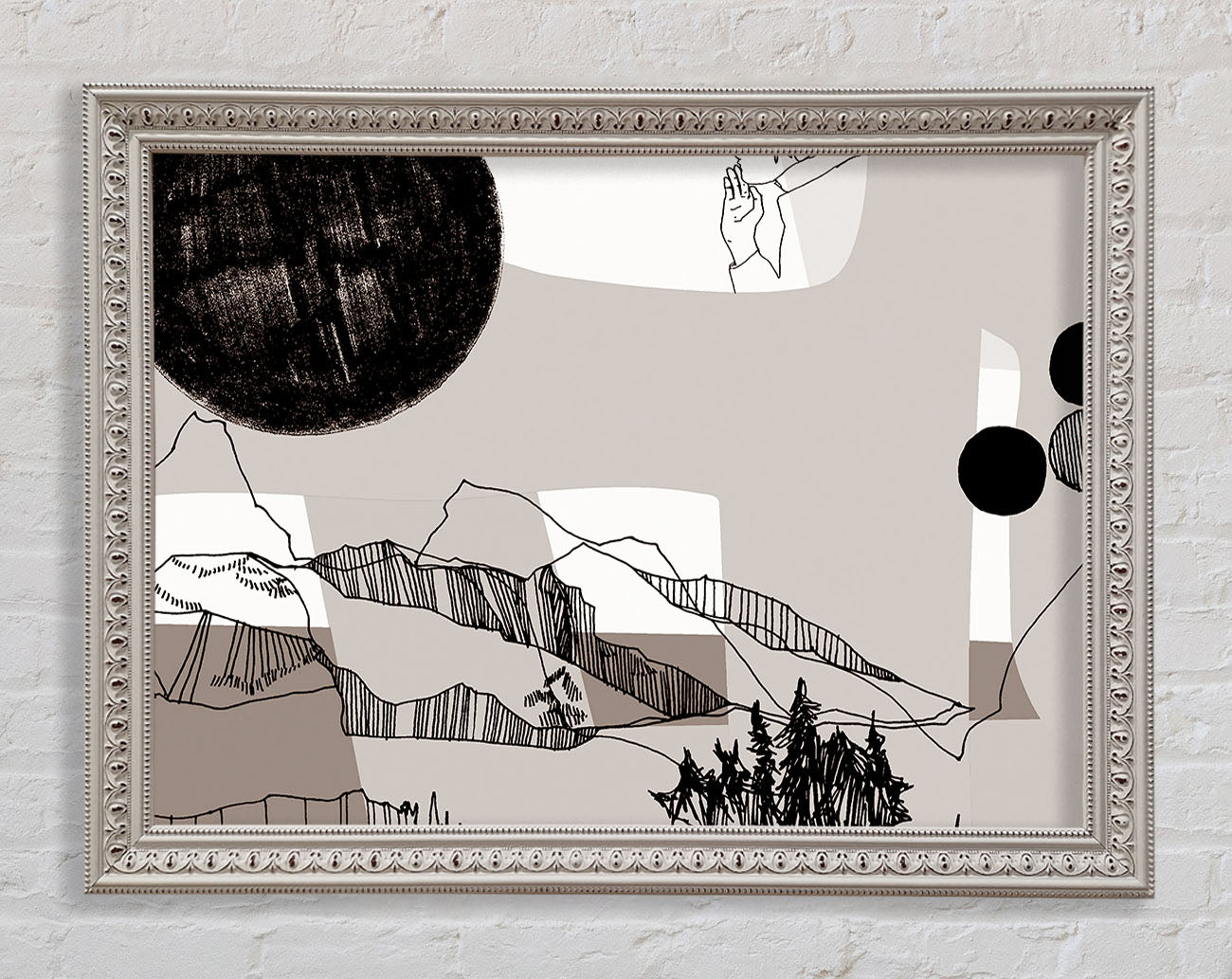 Abstract Mountain Beige Framed Print