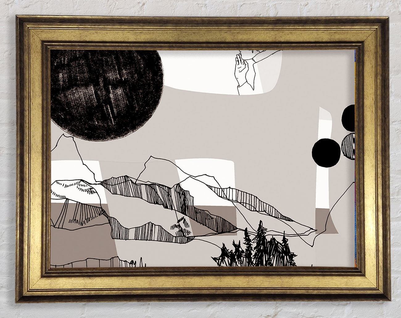 Abstract Mountain Beige Framed Print