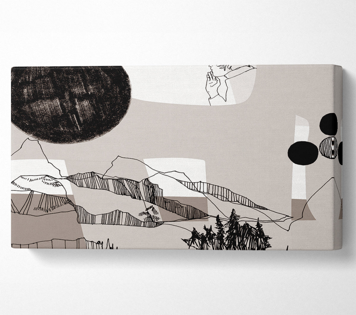 Abstract Mountain Beige Canvas Wall Art