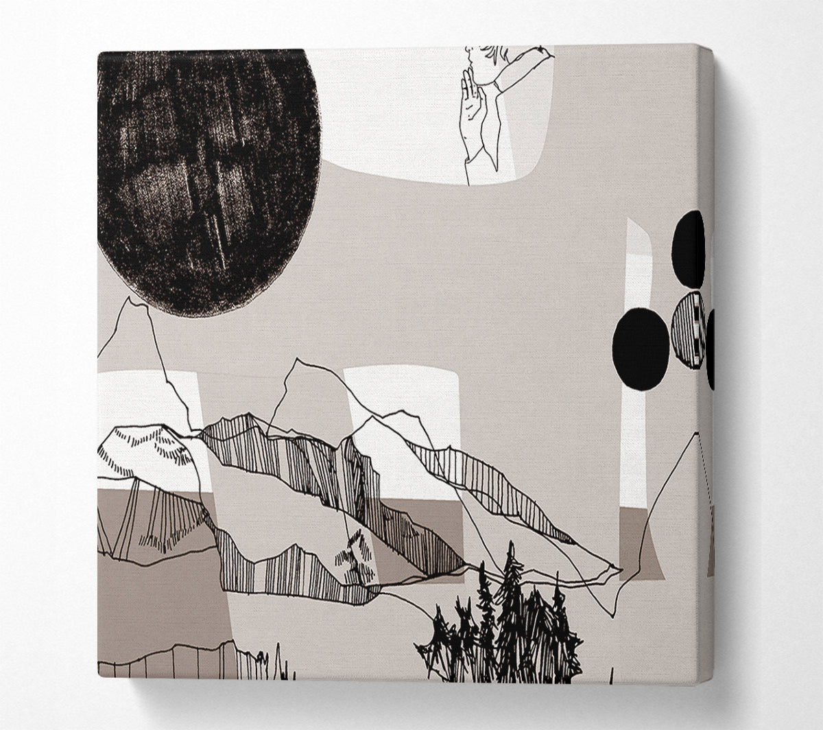 Abstract Mountain Beige Canvas Wall Art