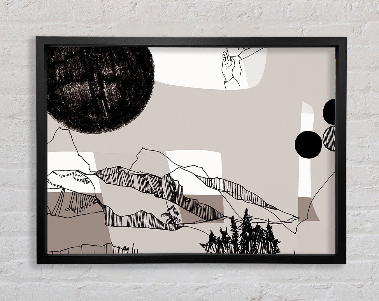 Abstract Mountain Beige Framed Print
