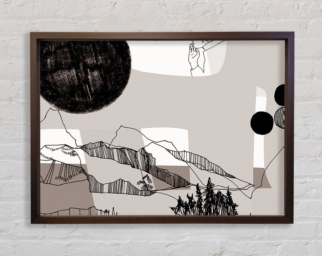Abstract Mountain Beige Framed Print