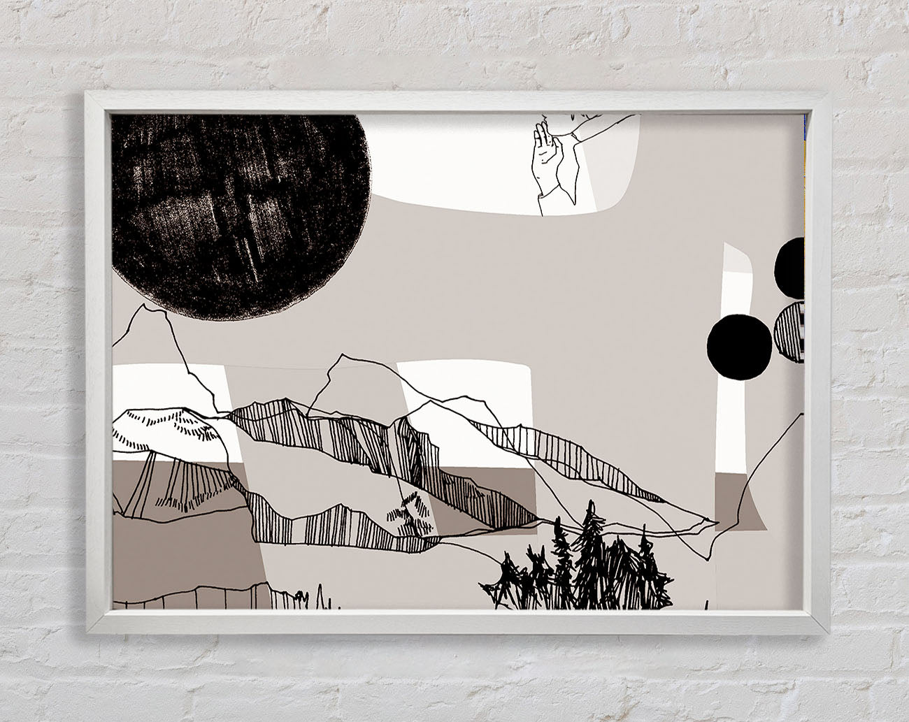 Abstract Mountain Beige Framed Print