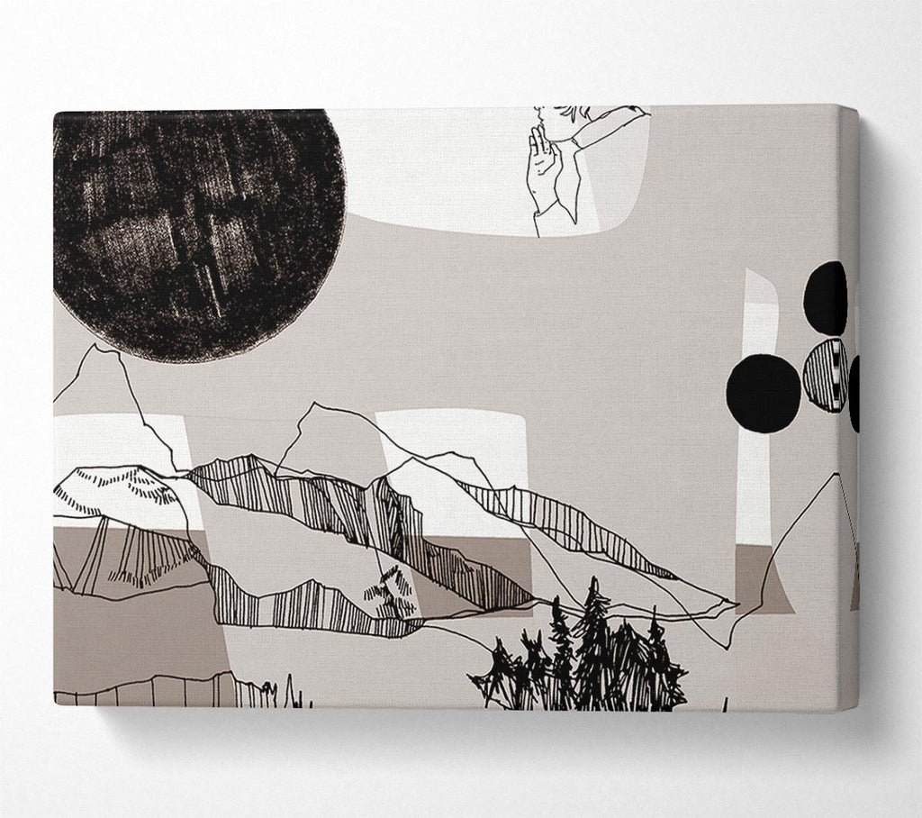 Abstract Mountain Beige Canvas Wall Art