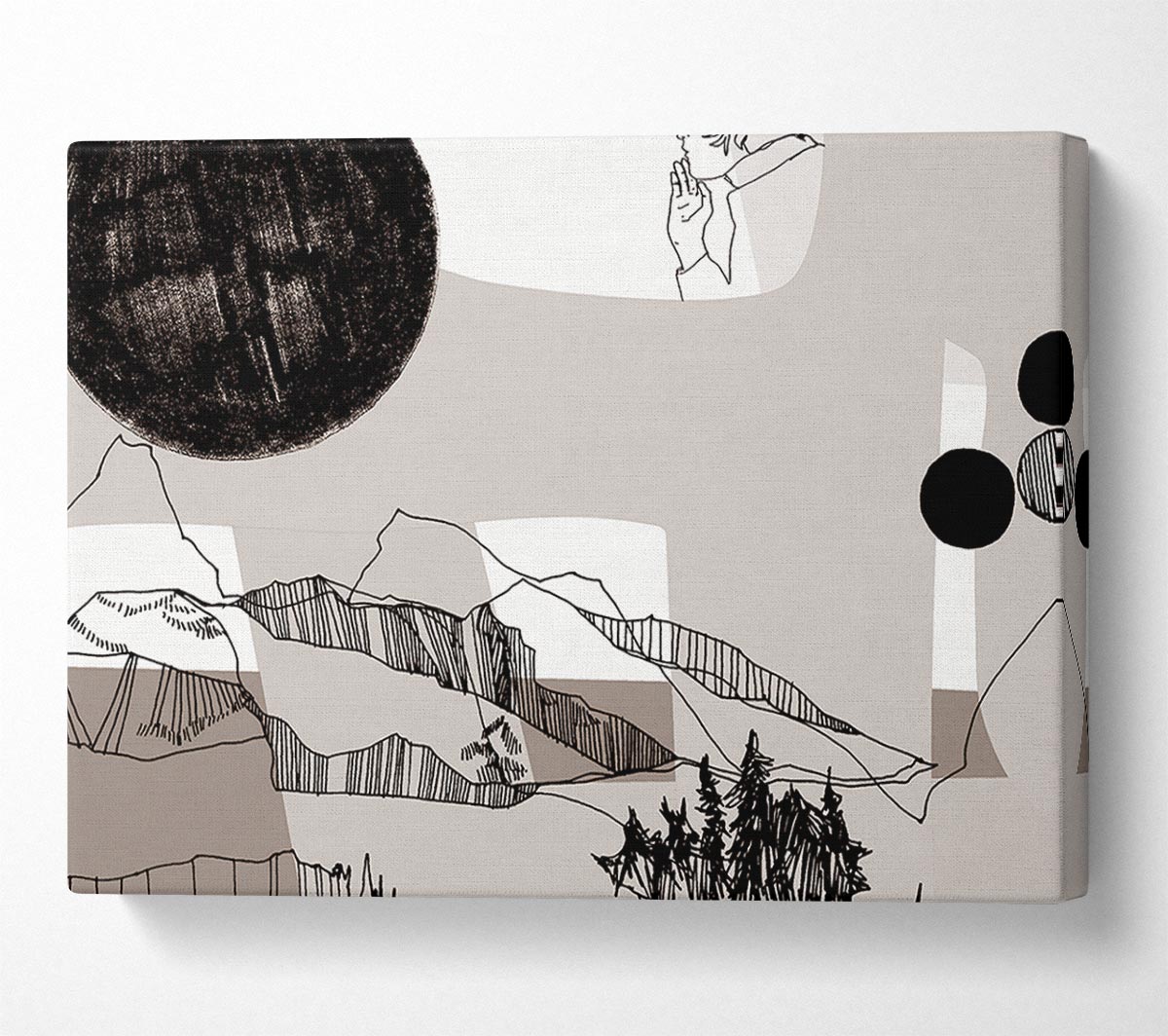 Abstract Mountain Beige Canvas Wall Art