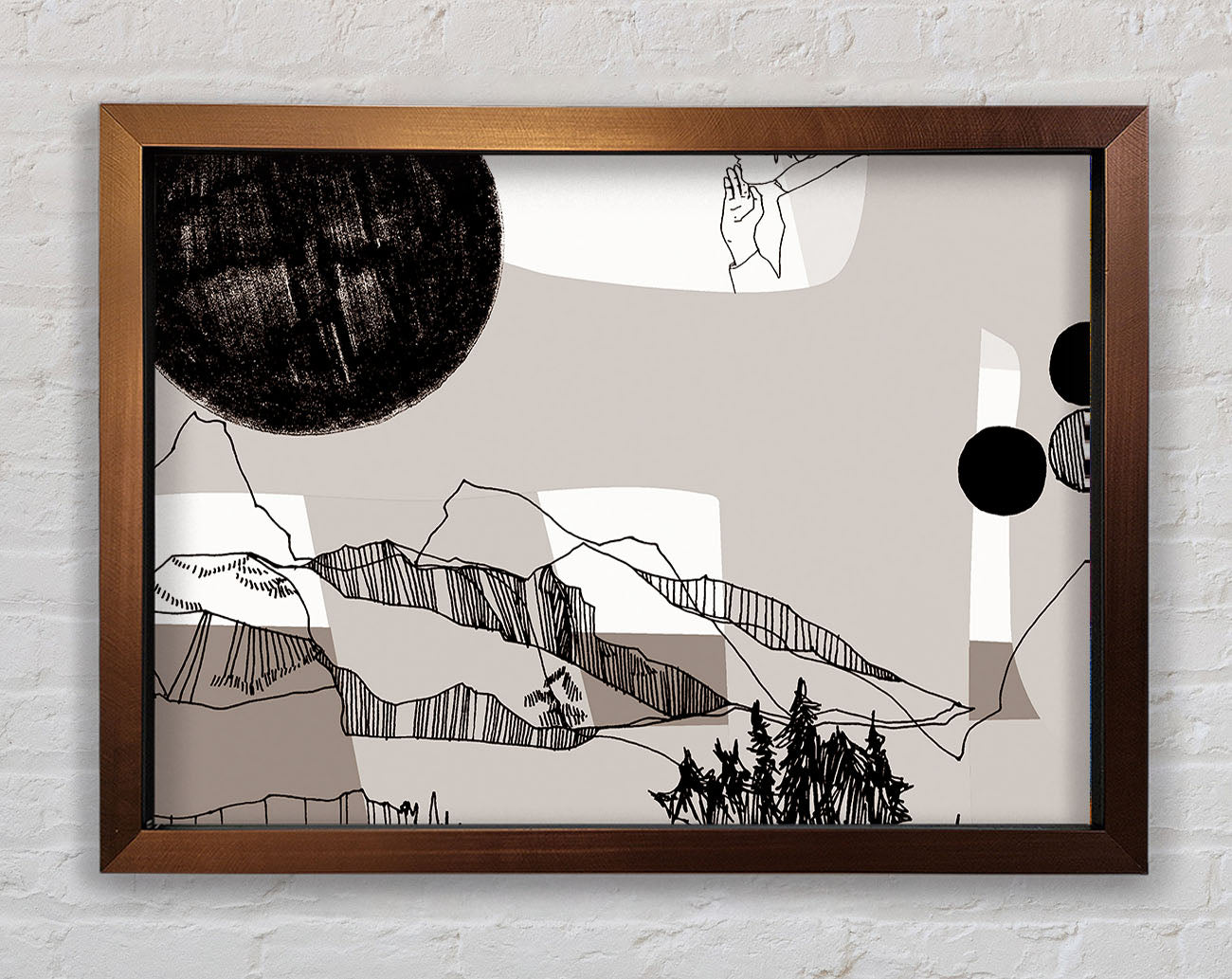 Abstract Mountain Beige Framed Print
