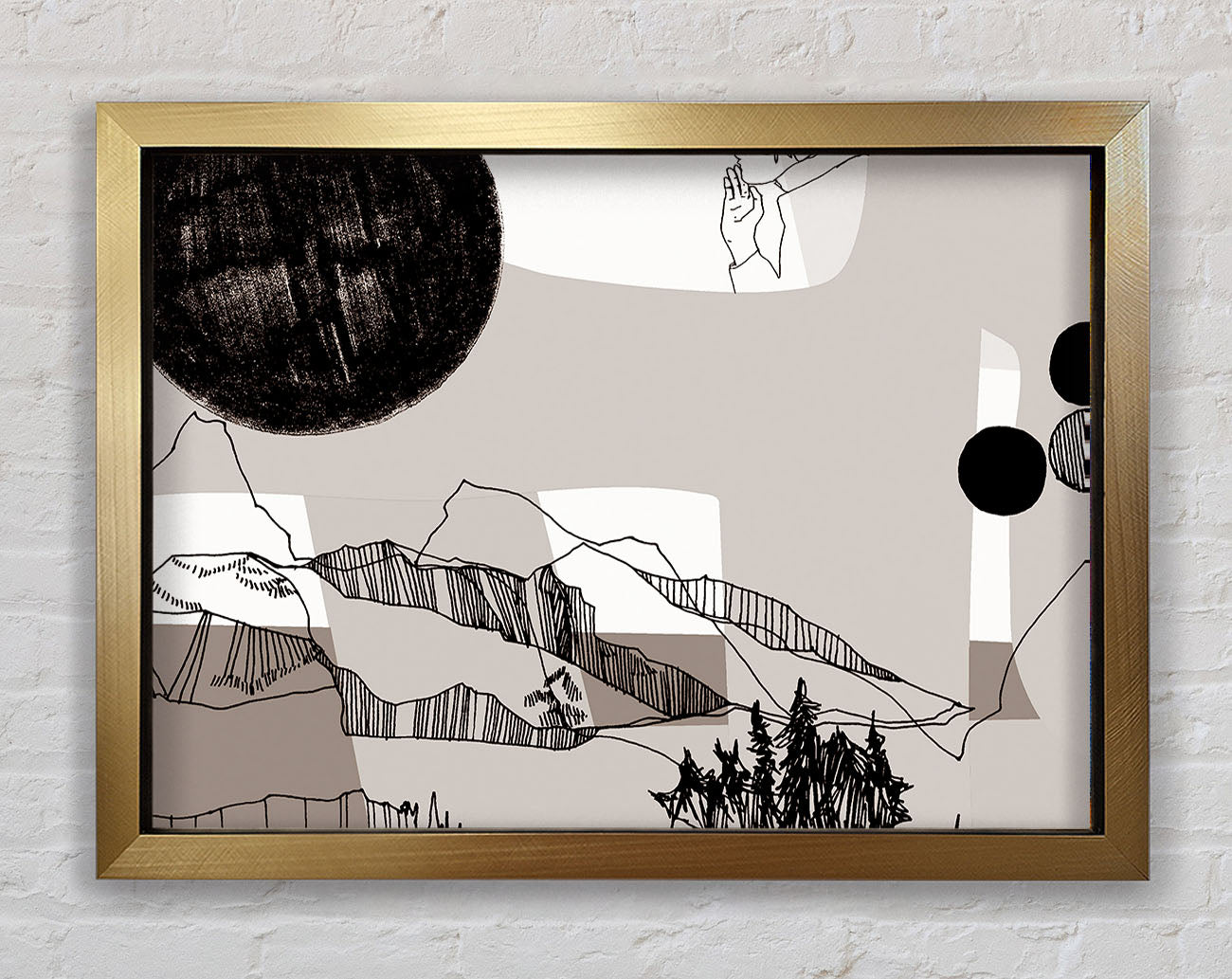 Abstract Mountain Beige Framed Print