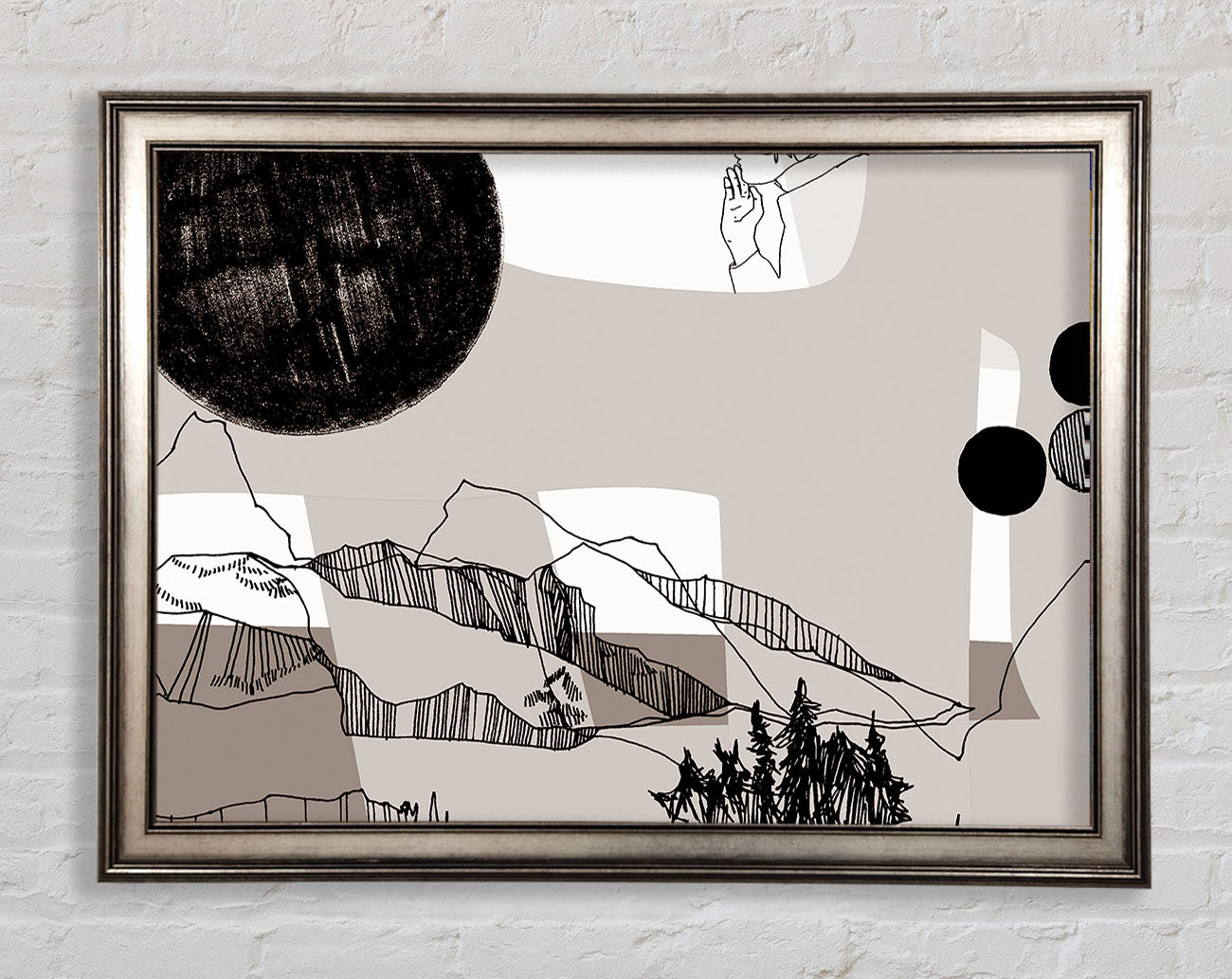 Abstract Mountain Beige Framed Print