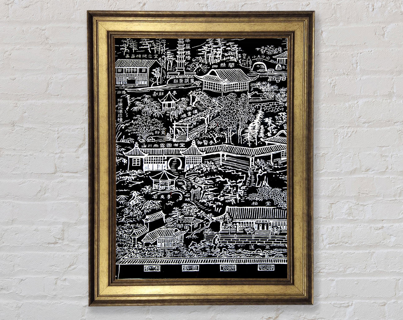 Beautiful Japanese Walled Garden From Above Framed Print