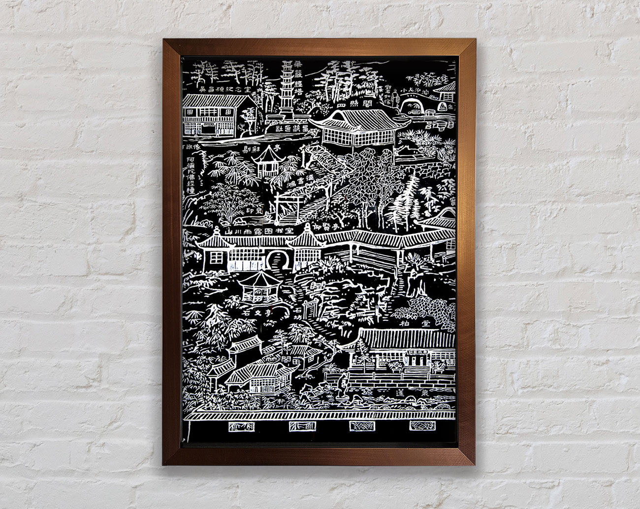 Beautiful Japanese Walled Garden From Above Framed Print