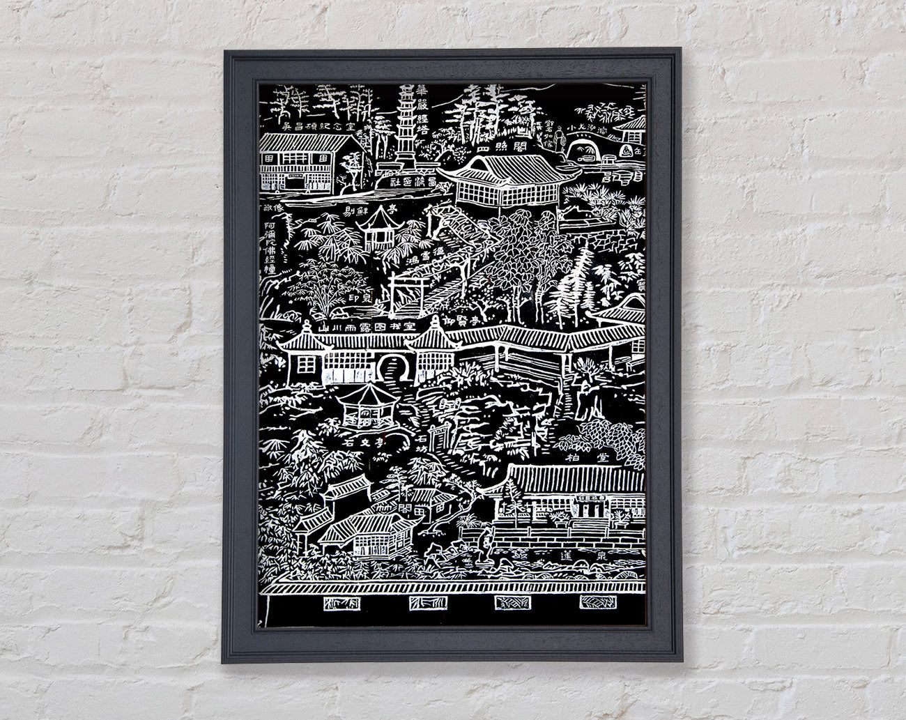 Beautiful Japanese Walled Garden From Above Framed Print