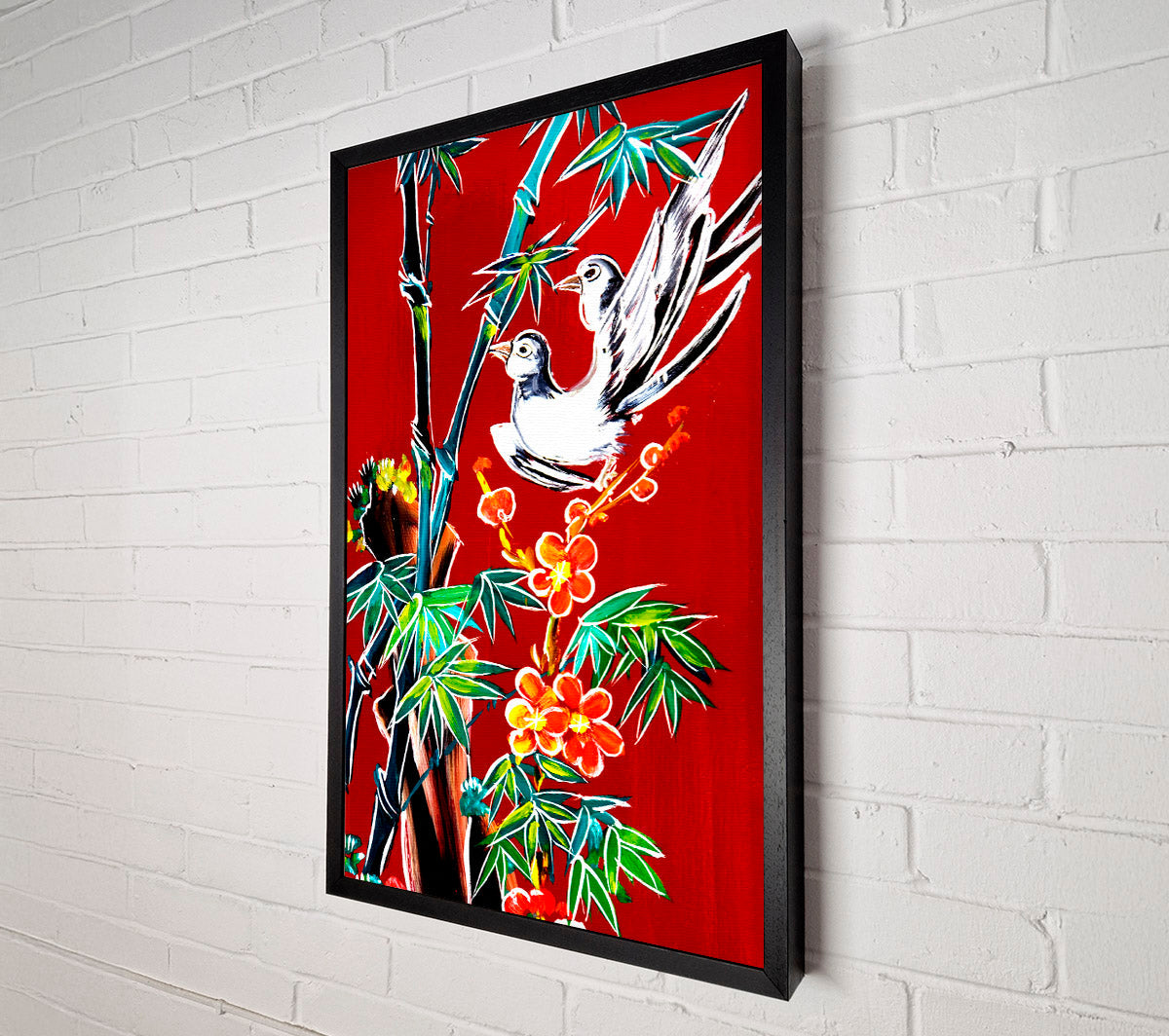 Red Garden Of Doves Canvas Print