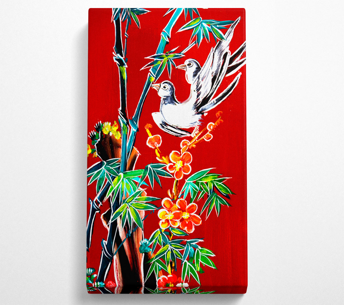 Red Garden Of Doves Canvas Print