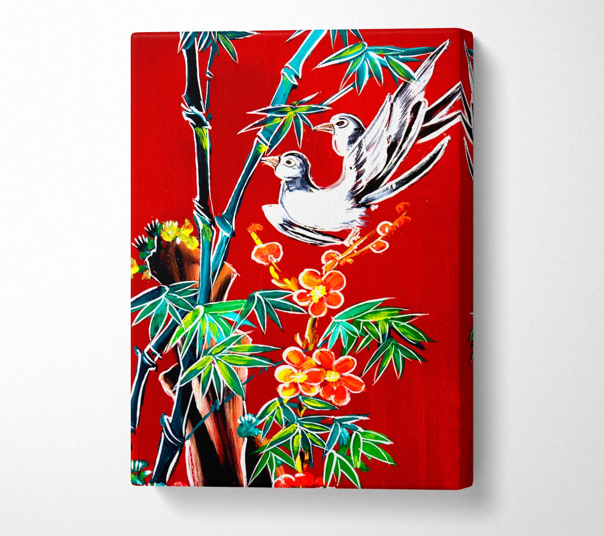 Red Garden Of Doves Canvas Print
