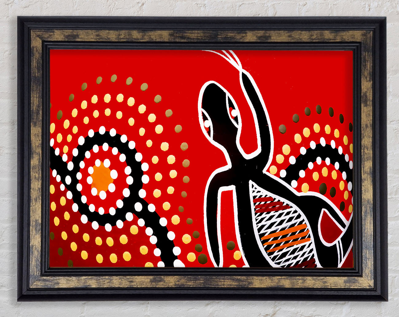 Aboriginal Red Gecko Sun Framed Print