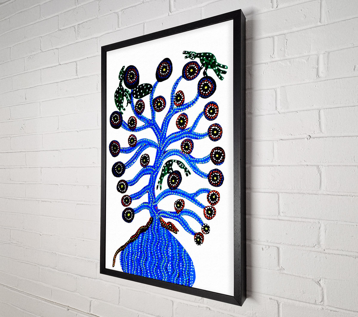 Aboriginal Blue Animal Tree Canvas Print