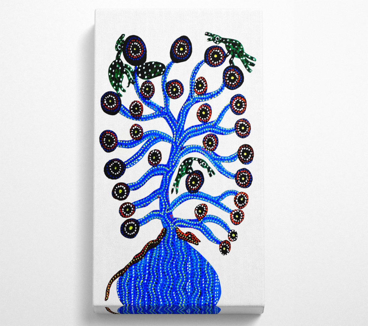 Aboriginal Blue Animal Tree Canvas Print