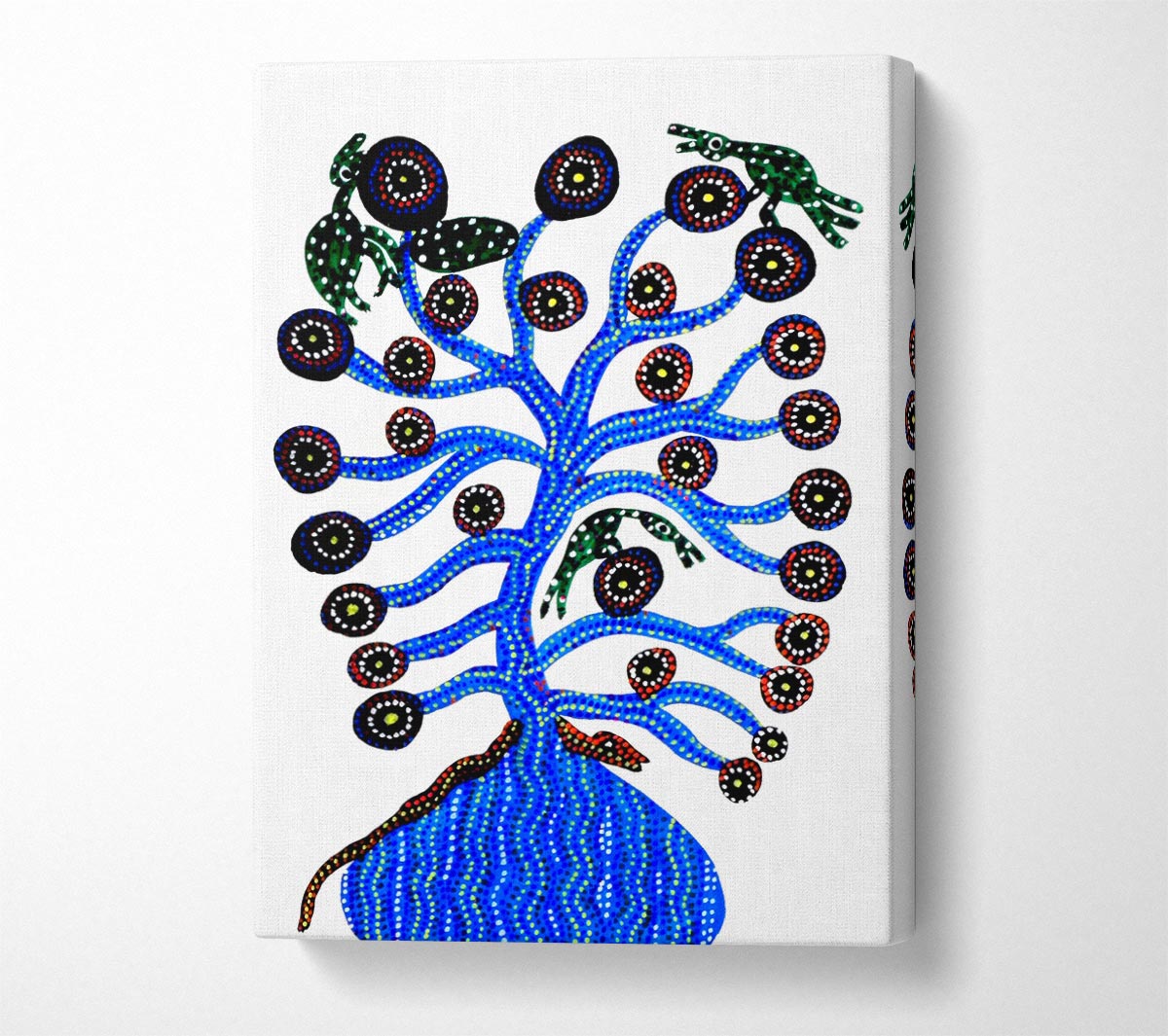 Aboriginal Blue Animal Tree Canvas Print