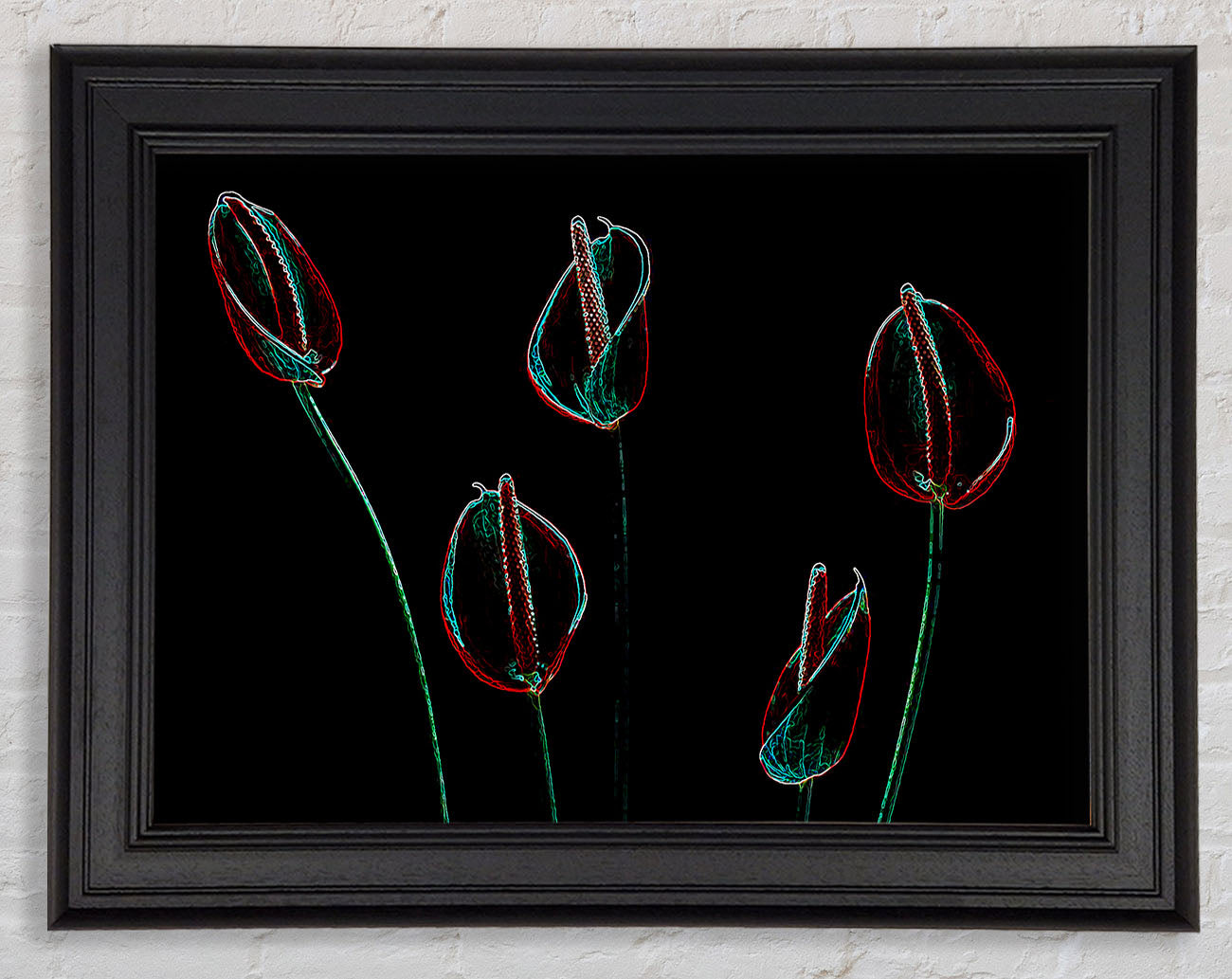 Abstract Neon Night Flowers Framed Print