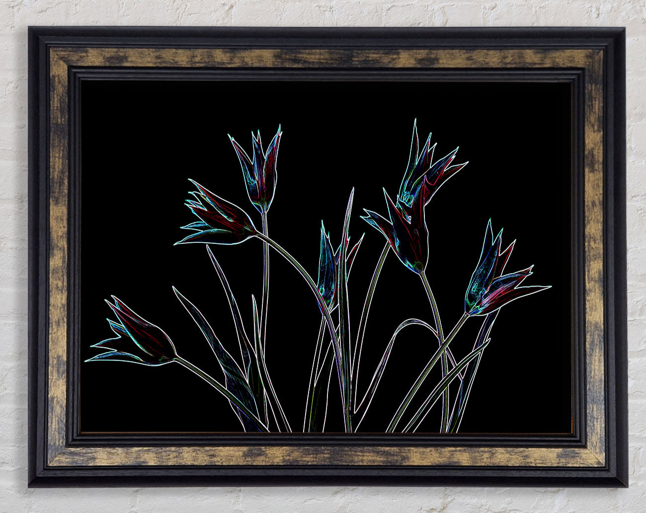 Abstract Neon Floral 31 Framed Print