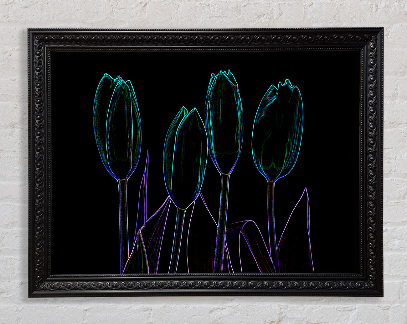 Abstract Neon Floral 30 Framed Print