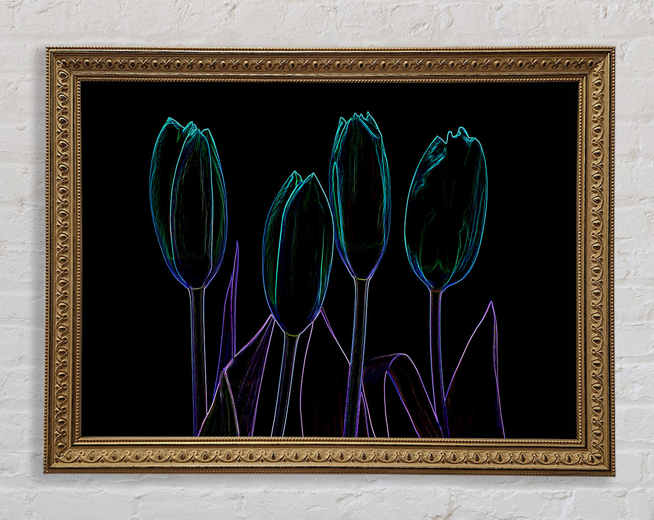 Abstract Neon Floral 30 Framed Print