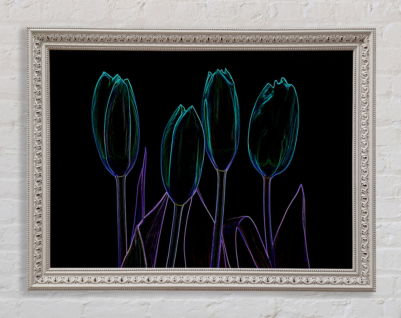 Abstract Neon Floral 30 Framed Print
