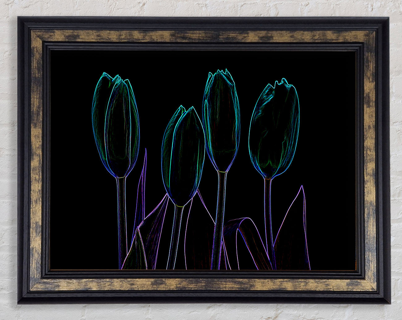 Abstract Neon Floral 30 Framed Print