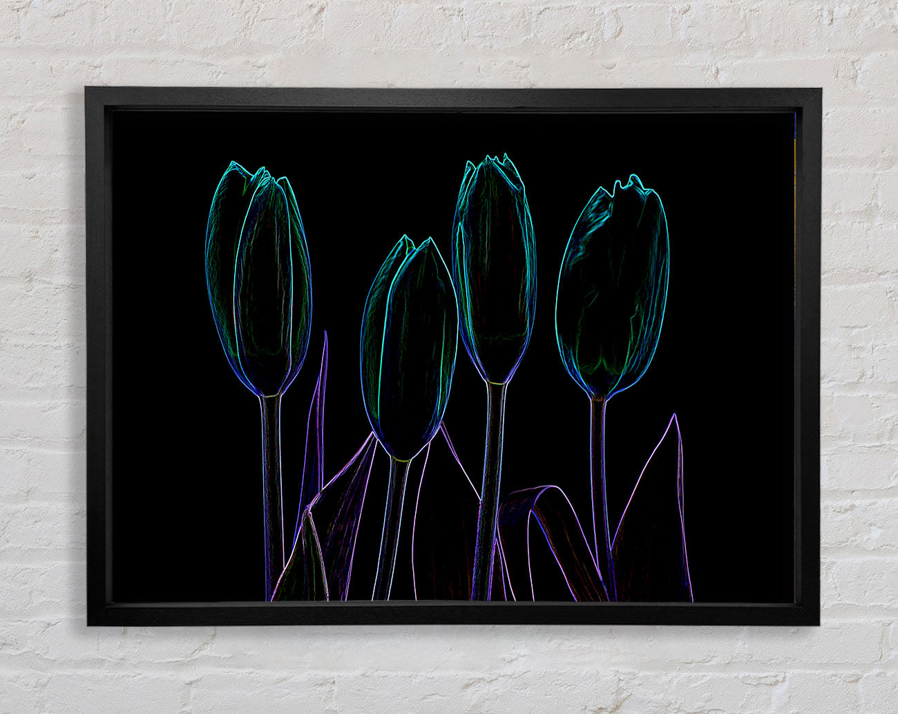 Abstract Neon Floral 30 Framed Print